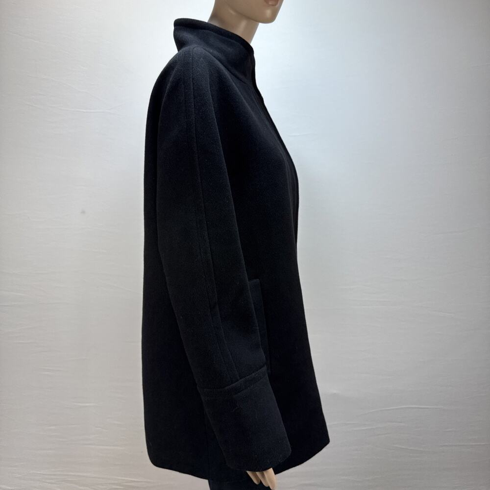 J Crew Womens Classic City Coat Size 12 Black Wool Blend Mock Neck Minimalist‎ - Picture 5 of 8